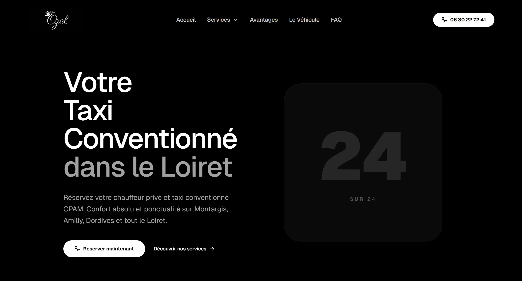 Site internet Taxiozel — taxi conventionné Loiret, réalisé par WebTailorLabs